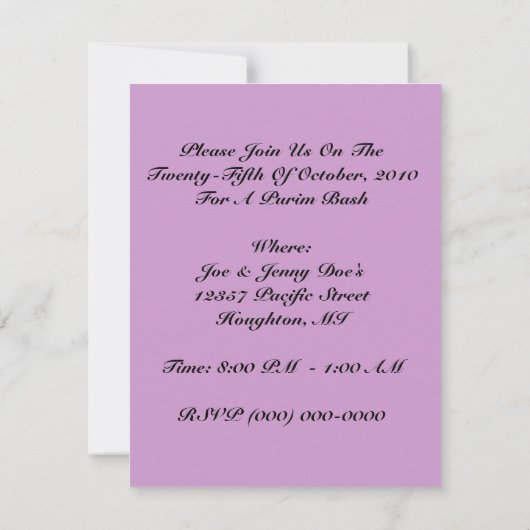 ネオン手によって積み重ねられるPurimのパーティーの強打の招待状 招待状 (裏面)