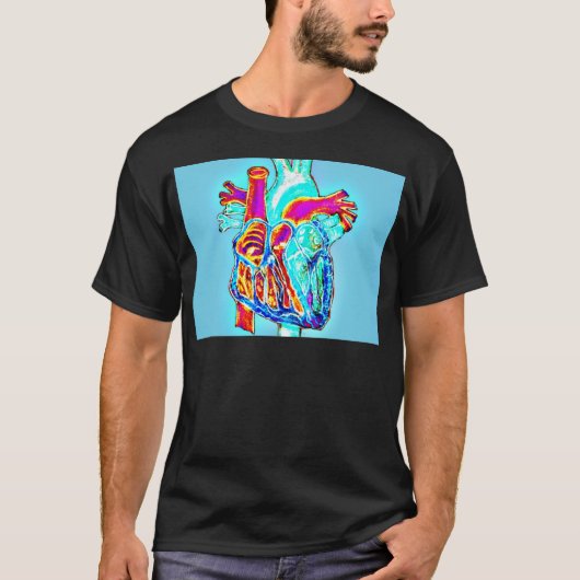 ネオン手描き解剖学的ハート Tシャツ (正面)