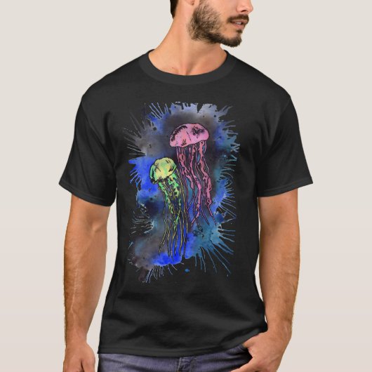 ネオン抽象クラゲ Tシャツ (正面)