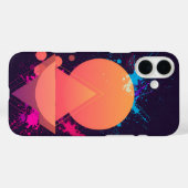 ネオン抽象幾何学スプラッシュ レトロ未来主義  Case-Mate iPhoneケース (裏面 (横))
