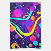 ネオン抽象的形状アート キッチンタオル (縦)