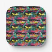 ネオン抽象芸術のトロピカルテクスチャパターン ペーパープレート (正面)