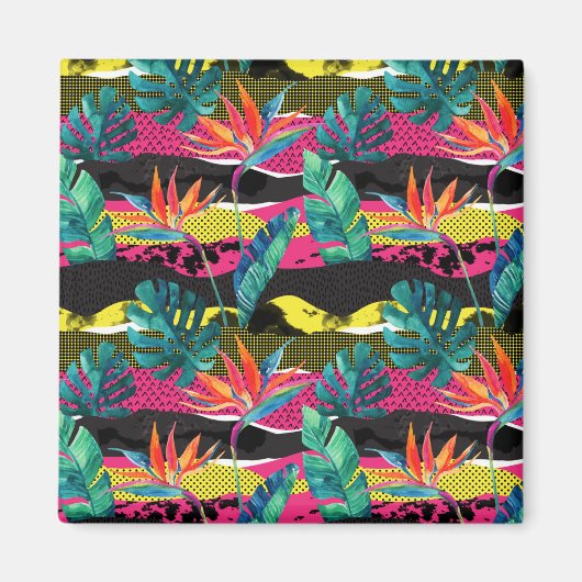 ネオン抽象芸術のトロピカルテクスチャパターン マグネット (正面)