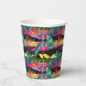 ネオン抽象芸術のトロピカルテクスチャパターン 紙コップ (右)