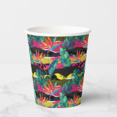 ネオン抽象芸術のトロピカルテクスチャパターン 紙コップ (正面)
