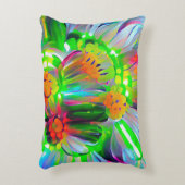 ネオン抽象芸術デイジーと鮮やかな色彩 アクセントクッション (正面(垂直))