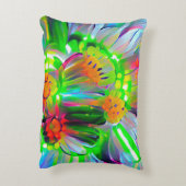 ネオン抽象芸術デイジーと鮮やかな色彩 アクセントクッション (裏面(縦))