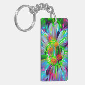 ネオン抽象芸術デイジーと鮮やかな色彩 キーホルダー (正面左)