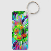 ネオン抽象芸術デイジーと鮮やかな色彩 キーホルダー (裏面)