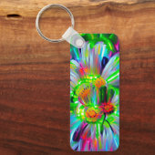 ネオン抽象芸術デイジーと鮮やかな色彩 キーホルダー (正面)