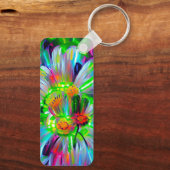 ネオン抽象芸術デイジーと鮮やかな色彩 キーホルダー (裏面)