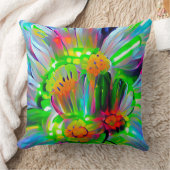 ネオン抽象芸術デイジーと鮮やかな色彩 クッション (ブランケット)