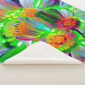 ネオン抽象芸術デイジーと鮮やかな色彩 シェルパブランケット (3/4)