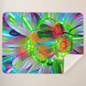 ネオン抽象芸術デイジーと鮮やかな色彩 シェルパブランケット (正面(横))