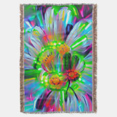 ネオン抽象芸術デイジーと鮮やかな色彩 スローブランケット (正面縦)