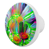 ネオン抽象芸術デイジーと鮮やかな色彩 セラミックノブ (右)