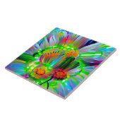 ネオン抽象芸術デイジーと鮮やかな色彩 タイル (側面)