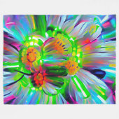 ネオン抽象芸術デイジーと鮮やかな色彩 フリースブランケット (正面(横))