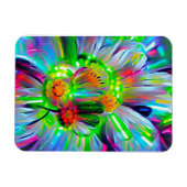 ネオン抽象芸術デイジーと鮮やかな色彩 マグネット (横)