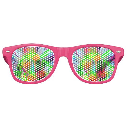 ネオン抽象芸術デイジーと鮮やかな色彩 レトロサングラス (正面)
