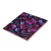 ネオン抽象芸術ホットピンクターコイズブラッモダンク タイル (側面)