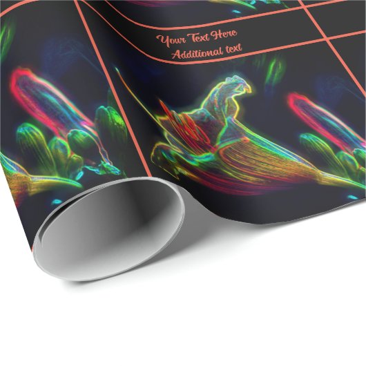 ネオン抽象芸術ユリパーソナライズされた花 ラッピングペーパー (ロールコーナー)