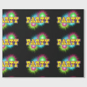 ネオン数々のカラースターバスト絵を描(ばちゃばちゃ)跳ねるパーティー ラッピングペーパー (フラット)