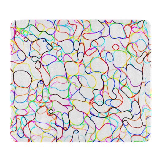 ネオン数々のカラー曲線パターン – カッコいい カッティングボード (正面)