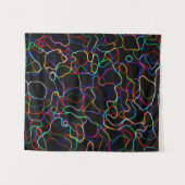 ネオン数々のカラー曲線パターン – カッコいい タペストリー (正面(横))