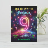 ネオン数字少年9歳誕生日 招待状 (スタンド正面)
