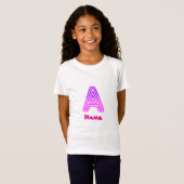 ネオン文字Aモノグラム 発光するパープルピンクイニシャル Tシャツ (正面フル)