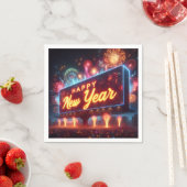 ネオン新年の看板 スタンダードカクテルナプキン (インサイチュ)