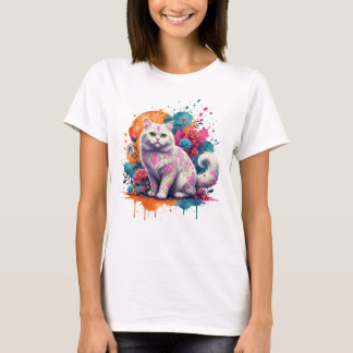 ネオン族の猫ファンタジーアート Tシャツ