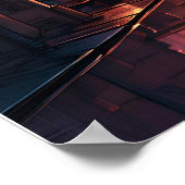 ネオン日本の通りイラストレーション ポスター (角)