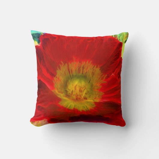 ネオン明るく多彩なケシの花の装飾用クッション クッション (正面)