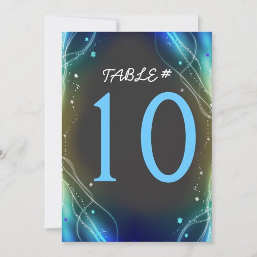 ネオン星のウェディングテーブルナンバーカード 招待状 (正面)