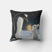 ネオン星を持つクリスマスのウサギとペンギン クッション (裏面)