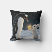 ネオン星を持つクリスマスのウサギとペンギン クッション (正面)