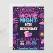 ネオン映画の夜 誕生日 招待状 (正面)