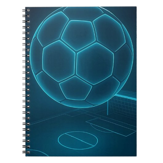 ネオン未来的なサッカーフィールドアート ノートブック (正面)