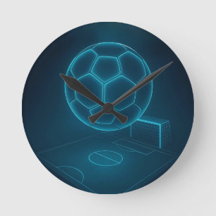 ネオン未来的なサッカーフィールドアート ラウンド壁時計