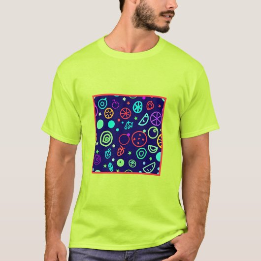 ネオン果実の模様の色 Tシャツ (正面)