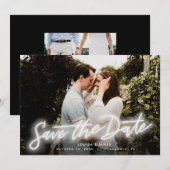 ネオン横写真 Save the Date 招待状 (正面/裏面)