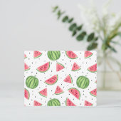 ネオン水彩のスイカのパターン ポストカード (スタンド正面)