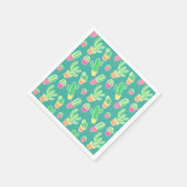 ネオン水彩サボテンポット柄 スタンダードカクテルナプキン (角)