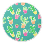 ネオン水彩サボテン(ポット型) セラミックノブ (正面)