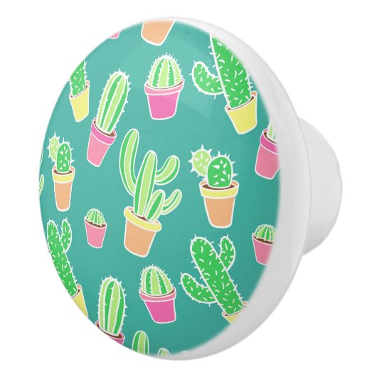 ネオン水彩サボテン(ポット型) セラミックノブ (右)