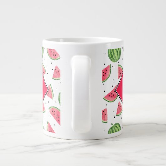 ネオン水彩スイカ模様 ジャンボコーヒーマグカップ (裏面)