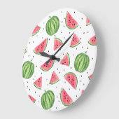 ネオン水彩スイカ模様 ラージ壁時計 (傾斜)
