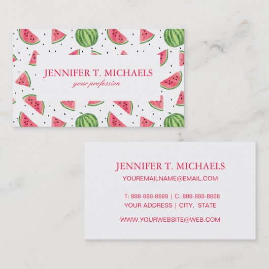 ネオン水彩スイカ模様 名刺 (正面/裏面)